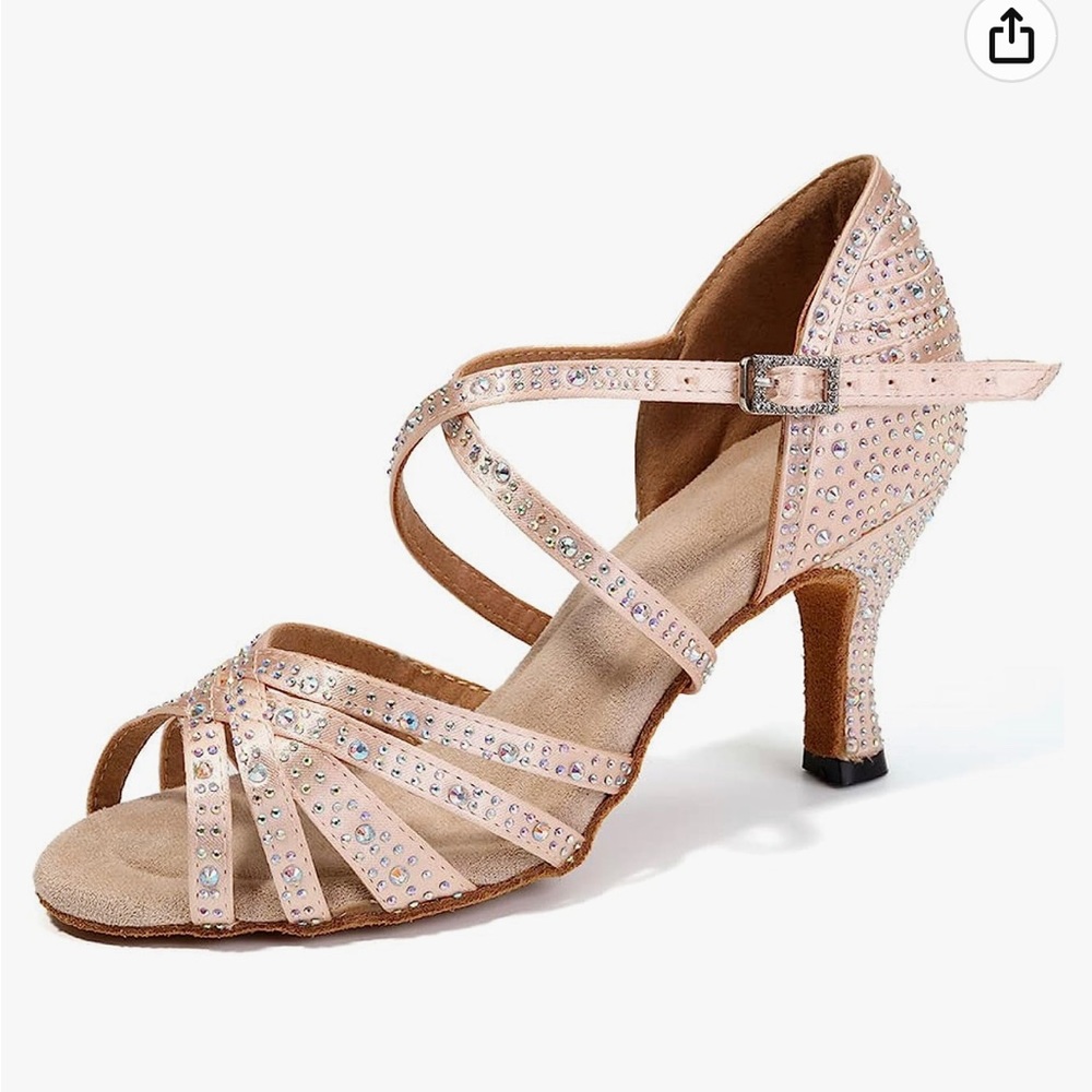 Latin Dance Shoes Rhinestone Ballroom Salsa Chacha Professional Performance